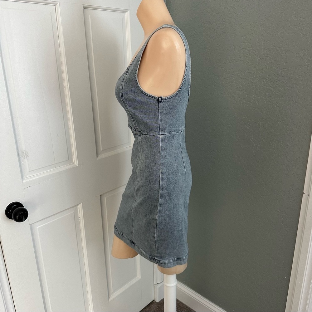 LULU’S CHARMING EDGE DENIM CUTOUT MINI DRESS - Picture 9 of 12